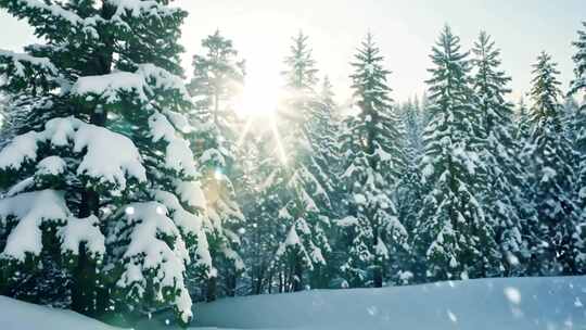 冰雪日光 洒落天地 纯净自然梦境