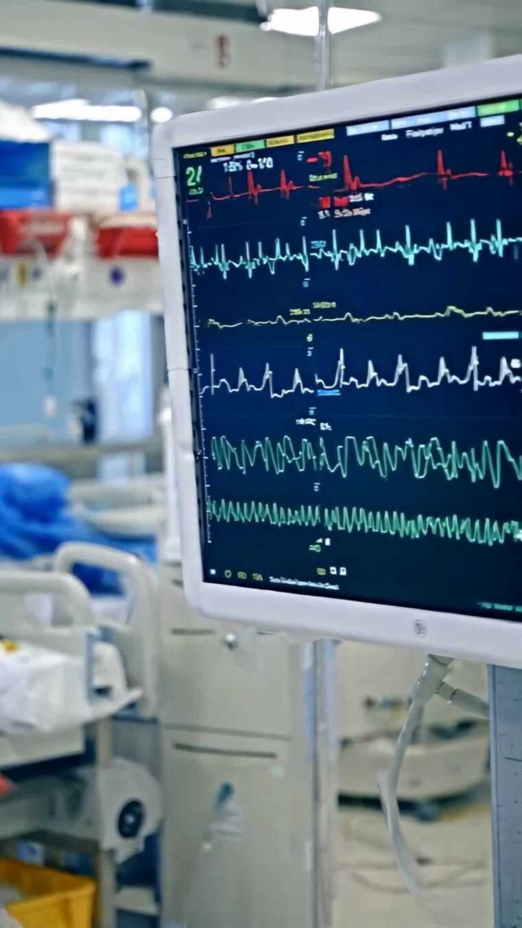 医院心电监护仪监测画面
