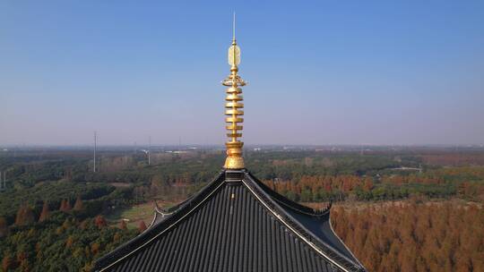 航拍上海青浦天光禅寺