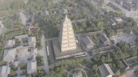 航拍视角下的西安大雁塔全景