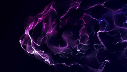紫色分形波设计：带有发光颗粒和动态线条的