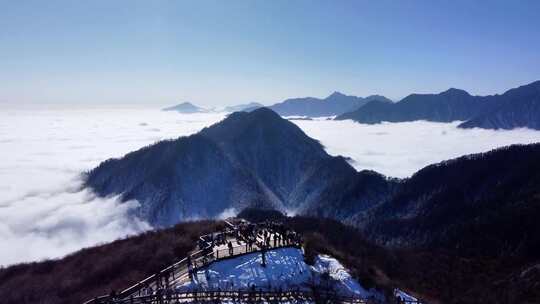 西岭雪山 雪景 大雪覆盖的自然风光 航拍