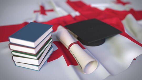 格鲁吉亚国旗毕业帽和文凭视频素材模板下载