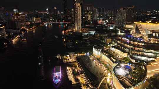 泰国曼谷湄南河城市icon siam夜景视频素材模板下载