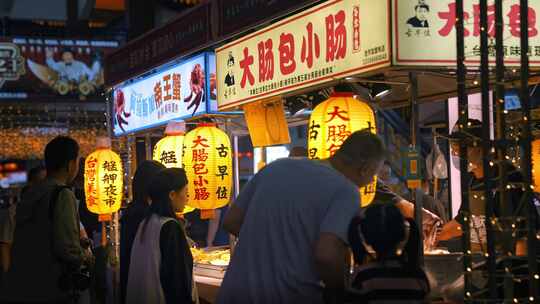 城市夜市小吃（4k升格画面）