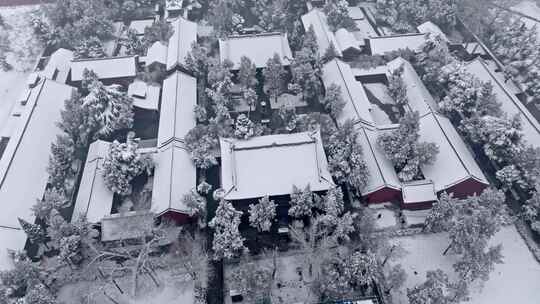 航拍洛阳白马寺雪景