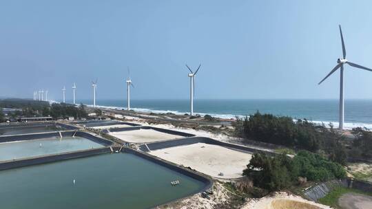 水产养殖和风力发电风车