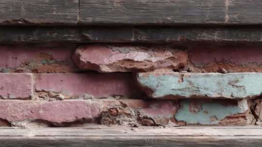 斑驳老旧红砖墙面纹理特写展示