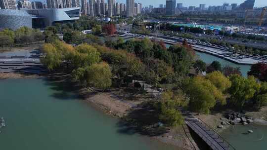 南京江宁市民公园广场航拍