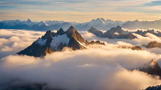 雪山云海壮丽全景