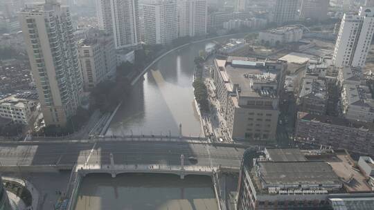 上海苏州河四行仓库4K航拍原素材视频素材模板下载