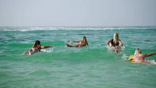 冲浪者，海，女性，冲浪板