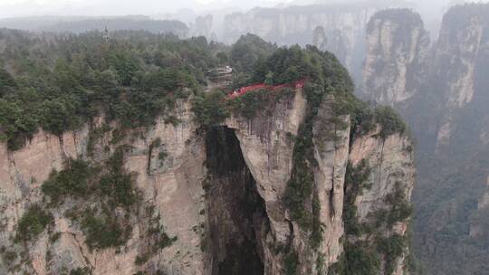 湖南张家界武陵源5A景区天下第一桥奇山航拍