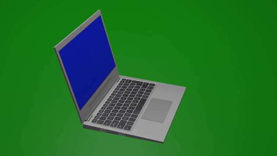 无限无缝循环蓝屏笔记本电脑旋转绿幕素材