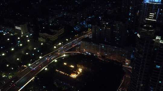 广州城市交通夜景航拍