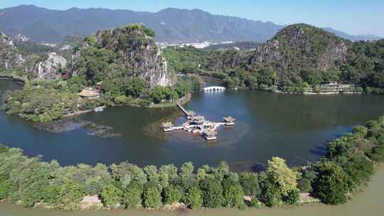 广东肇庆星湖景区七星山5A景区航拍