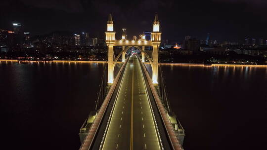 大湾区珠海白石桥欧洲风夜景航拍