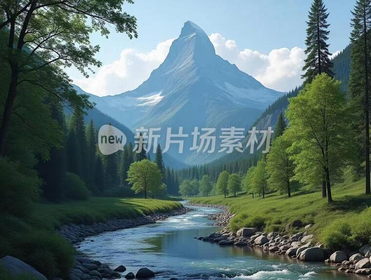 一张有山有水有树的风景图