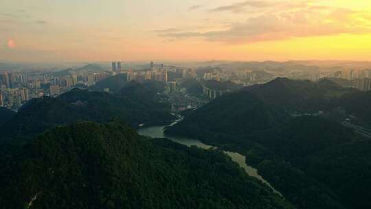 航拍贵阳城市建筑城市空景