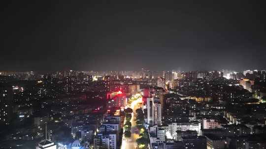 航拍四川自贡夜景自贡城市风光