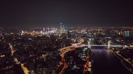 上海黄浦江夜景航拍