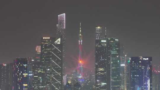 广州珠江新城灯光秀夜景航拍