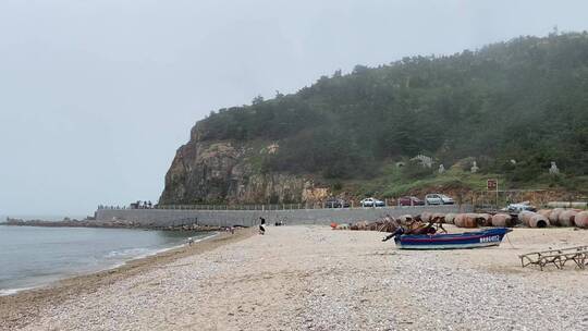 山东烟台长岛风景区，海岛旅游月牙湾九丈崖