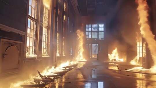 学校教室火灾走廊着火教室着火