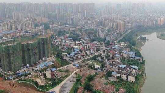 航拍湖南邵阳城市建设