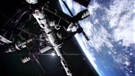 科幻地球空间站模型三维渲染动画展示开场视频素材模板下载