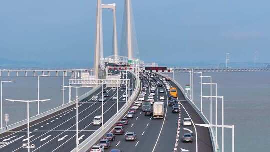 深中通道堵车航拍合集2