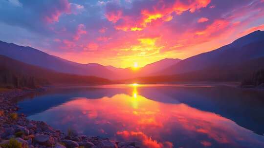 长白山天池夕阳彩霞4K