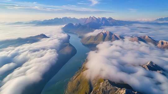 山川河流空中俯瞰美景