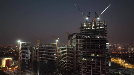 航拍建筑工地，高楼建造-上海新江湾城