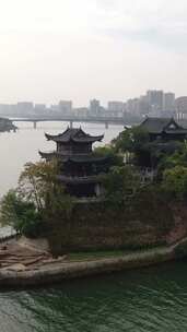 竖版航拍湖南衡阳石鼓书院4A景区