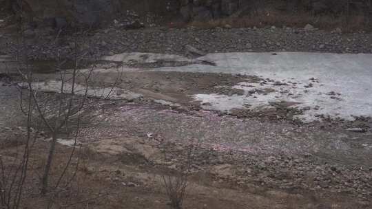 河流部分结冰的自然景象