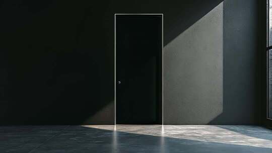 室内黑墙门洞光影场景门简约极简高级
