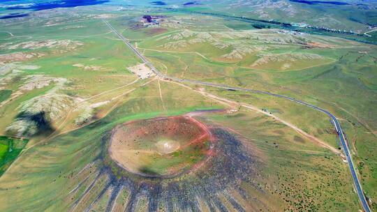 中国内蒙古乌兰察布乌兰哈达火山航拍