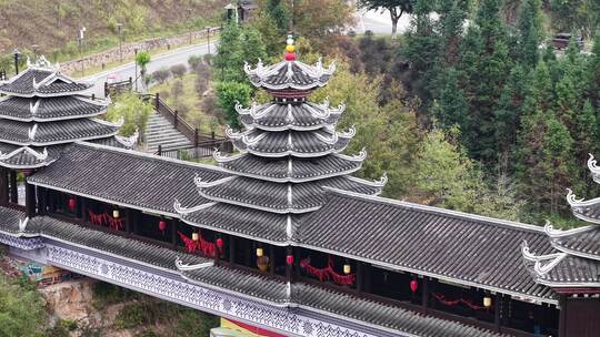 特色少数民族风雨桥航拍