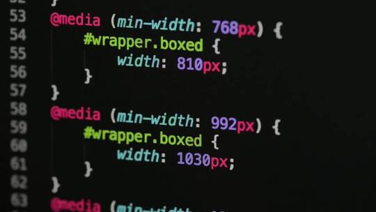 HTML和CSS代码开发，屏幕上的网站设计代码