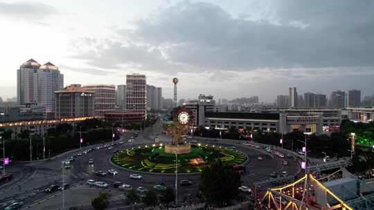 天津世纪钟广场海河城市风光夜景航拍