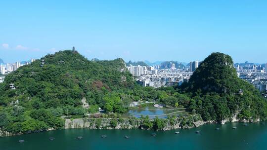 广西柳州城市风光航拍柳江风景