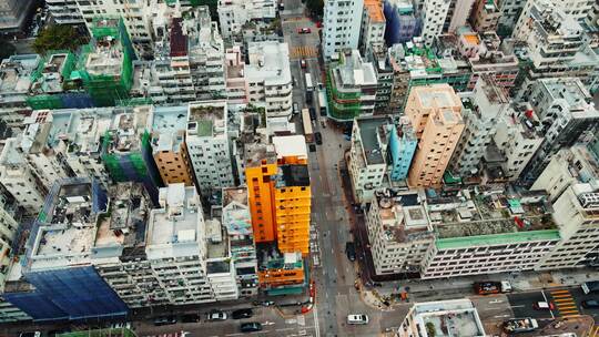 香港深水埗小黄楼街道航拍