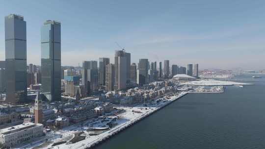 城市雪景 冬天 城市雪景航拍