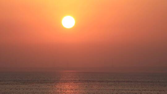 海上黄昏日落入海延时摄影