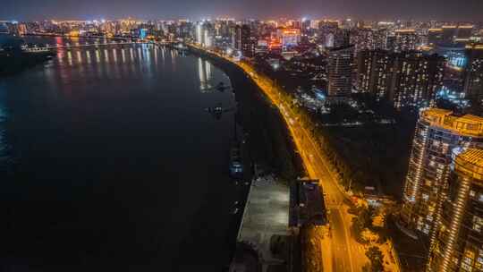 8K湖南常德沅江城市夜景风光航拍延时