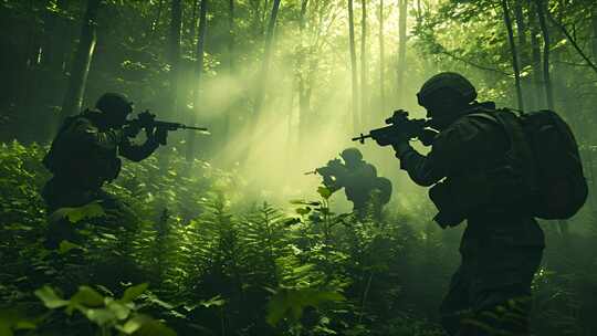 特种部队任务 丛林突击 伪装埋伏 战争