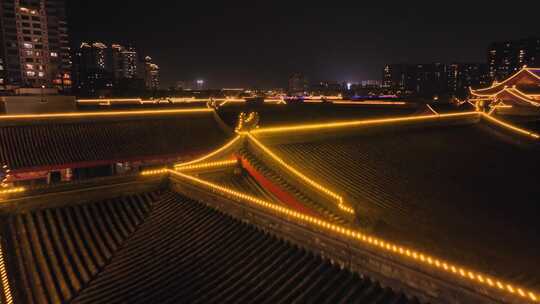 航拍四川眉山城市夜景