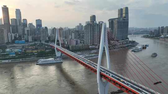 重庆东水门长江大桥穿行夜景洪崖洞视频素材模板下载