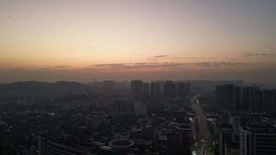 航拍广东江门城市清晨